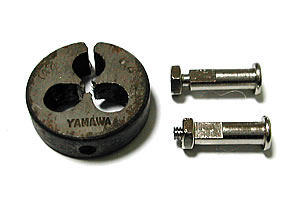 ダイスM2×0.4Pと加工済みシャフト